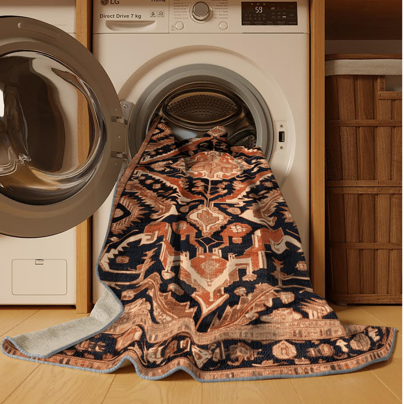 Tapis brun lavable à la machine, Carré 7 pi