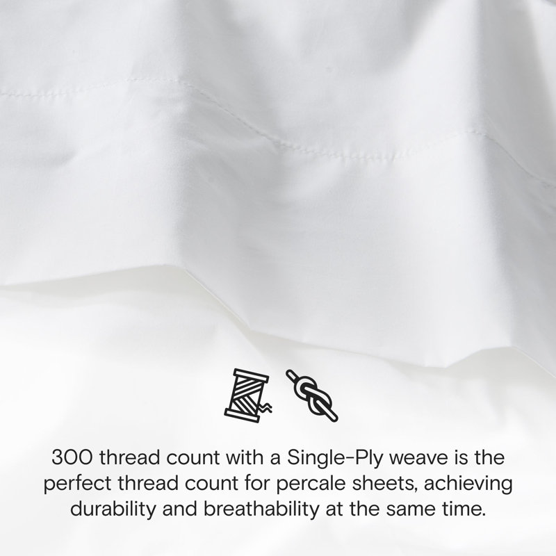 DOZ Long Staple Percale Sheet Set No Flat Sheet, California King Sheet Set, White