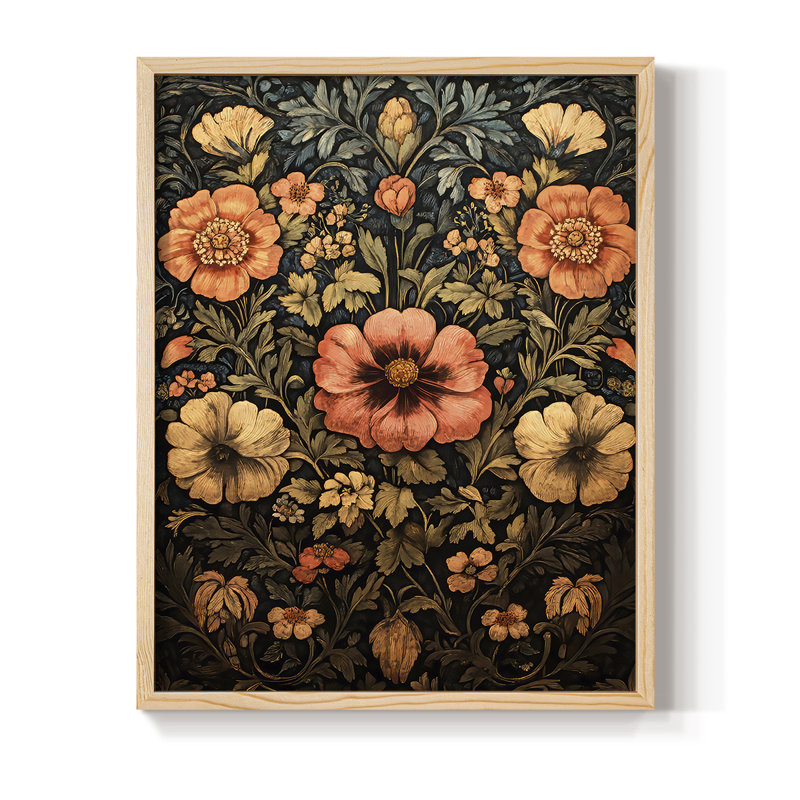 Imprimé encadré de la série II de William Morris - bois massif, H 11 po x l 9 po