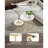 Nesting Coffee Table Set of 2, Round Coffee Table, Nesting Tables for Small Place, Vintage End Side Tables Night Stand with Metal Frame, for Living Room, Bedroom, Office (White & Gold)-1319467414