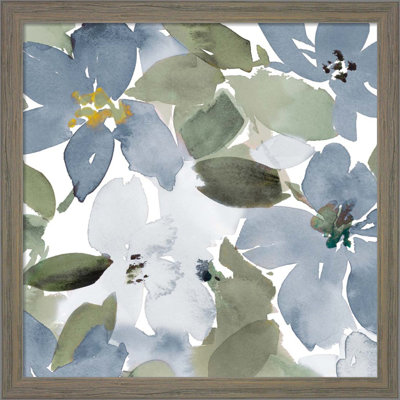 "Contemporary Blue Blooms Square" par Lanie Loreth, art mural encadré