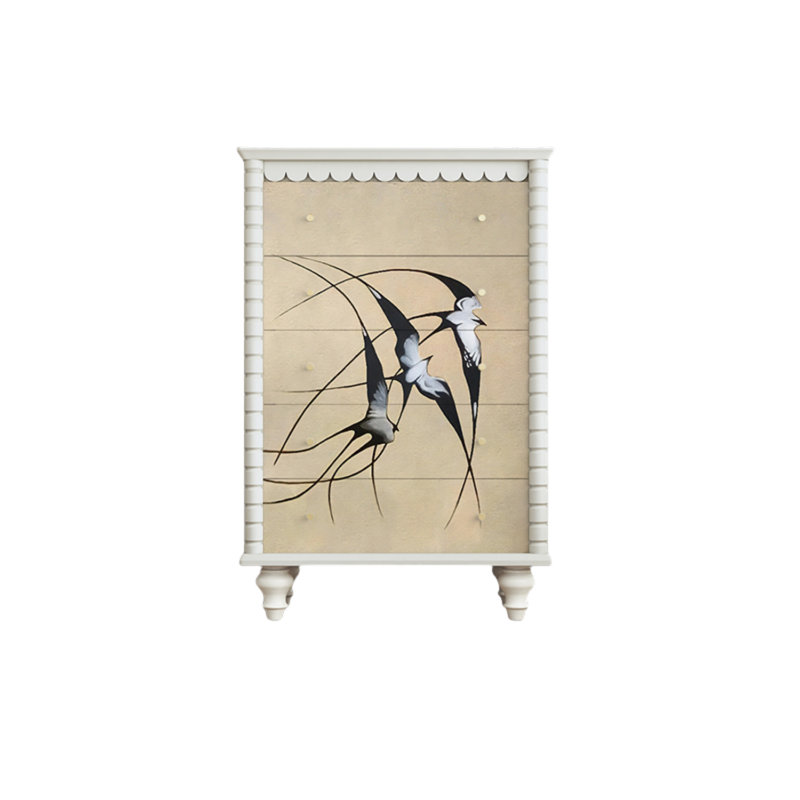 Commode décorative à cinq tiroirs Retro, Blanc