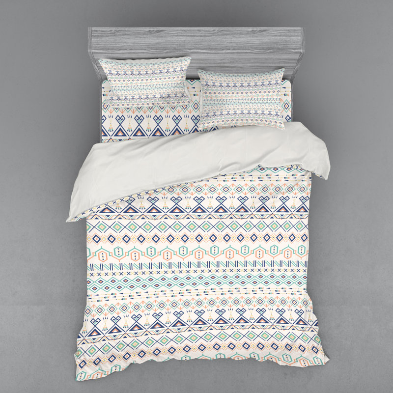 Rustic Polyester Geometric Shapes Duvet Cover, Queen Duvet Cover + 3 Additional Pieces