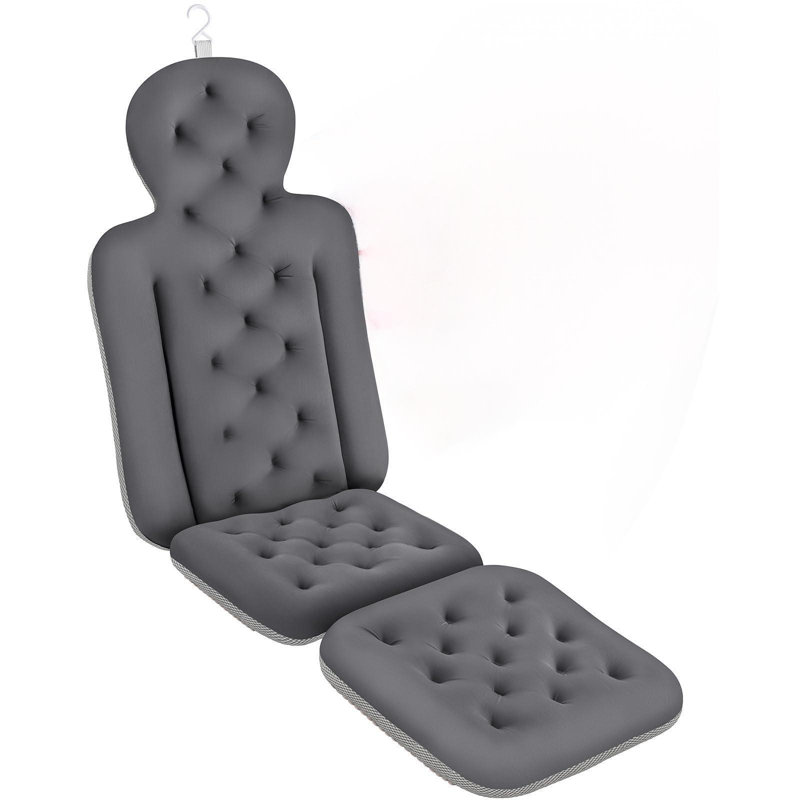 Bath Cushion, Full Body Bathtub Pillow With 160 Suction Cups, Bath Mat For Head And Neck Support, With Laundry Bag (Dark Gray, 51" X 16")