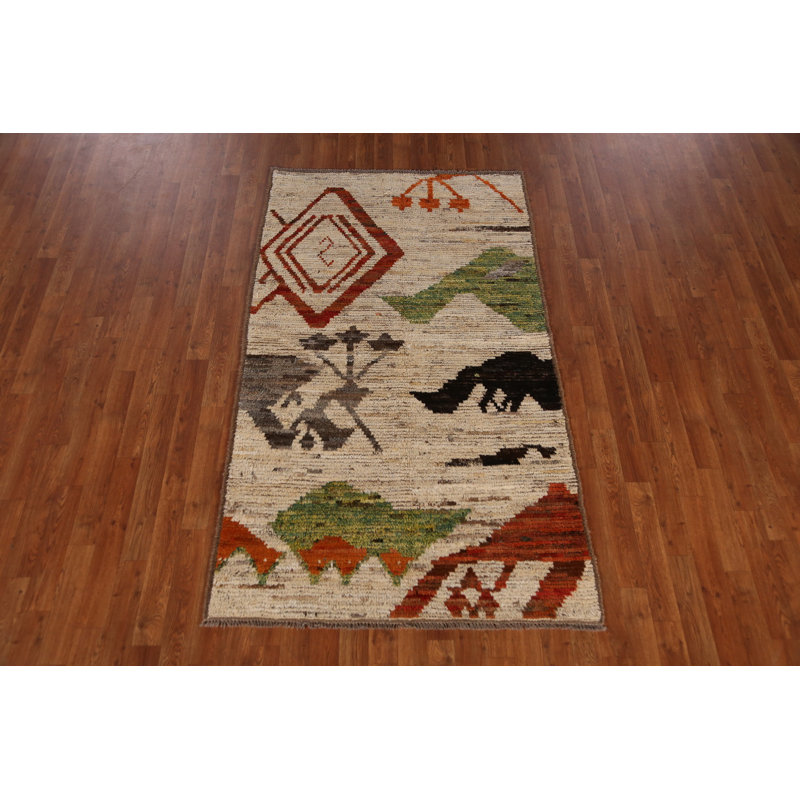 Tapis oriental marocain en laine fait à la main 4 x 7