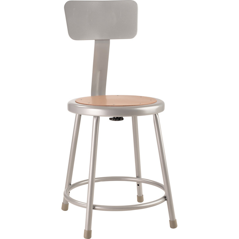 Heavy Duty Steel Stool With Backrest, 18"