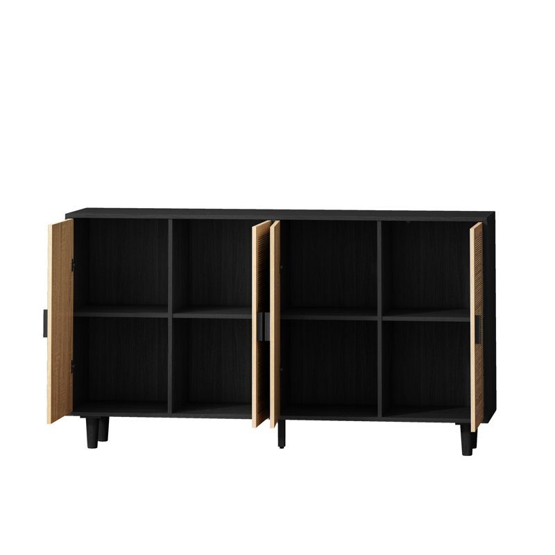 Armoire avec grand espace de rangement - Garniture de panneau de particules fonctionnel à finition noire, Noir, Noir