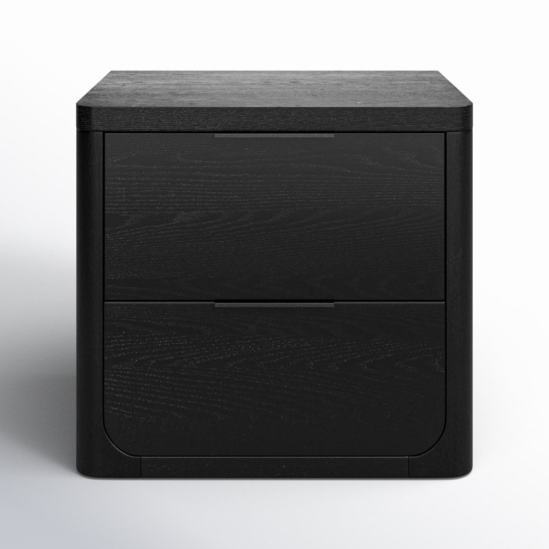 Altus 2 Drawer Wood Nightstand, Black