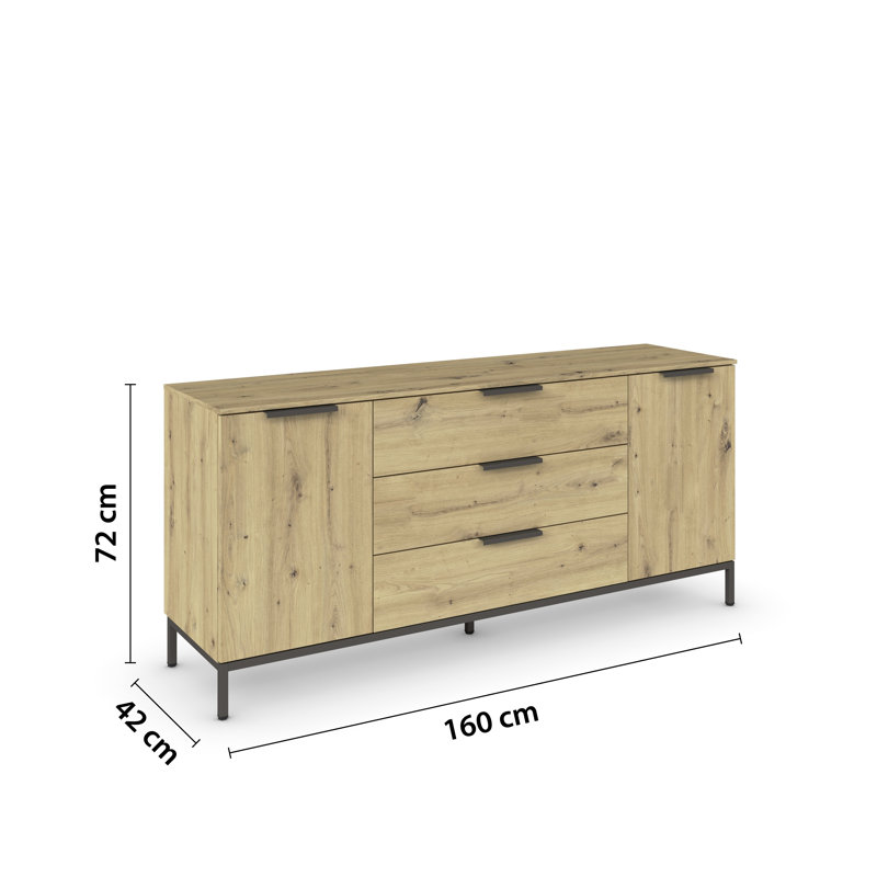 Flipp 3 - Drawer Chest of Drawers, Artisan Oak/Graphite