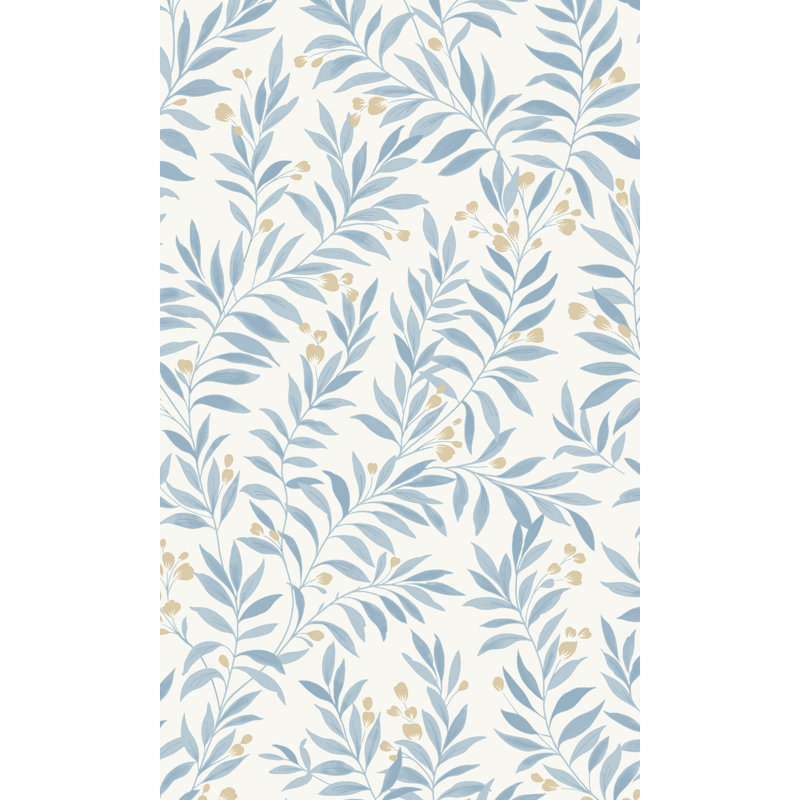 Rouleau de papier peint à imprimé tropical vert L 33 pi x l 21 po Green Minimalist, Bleu