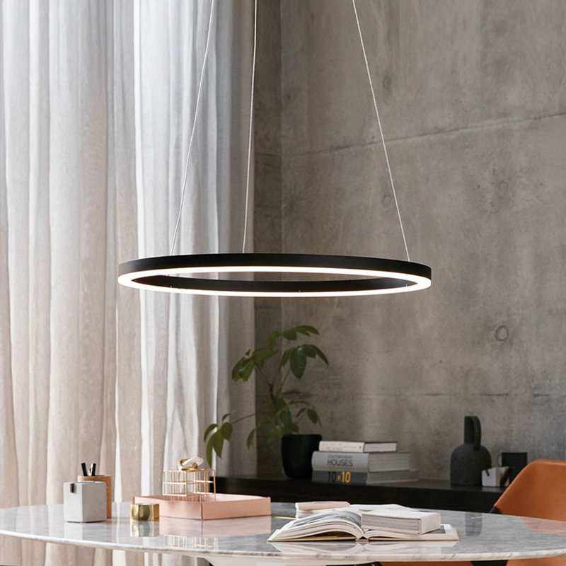 LED pendant light Ring 80 direct or indirect 1, Aluminium, 230cm H x 3.3cm W x 3.3cm D