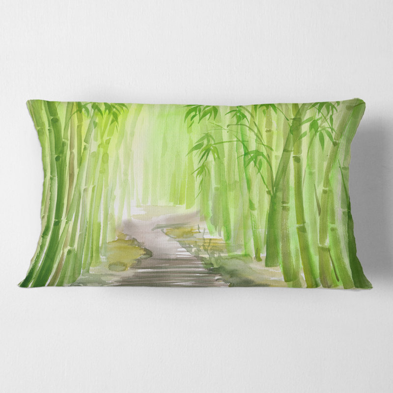 Green Bamboo Forest - Traditional Printed Throw Pillow