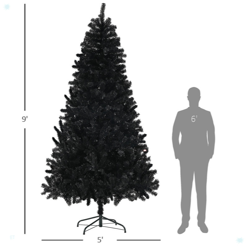 Grand arbre de Noël artificiel, arbre de Noël non éclairé avec des branches, 9'