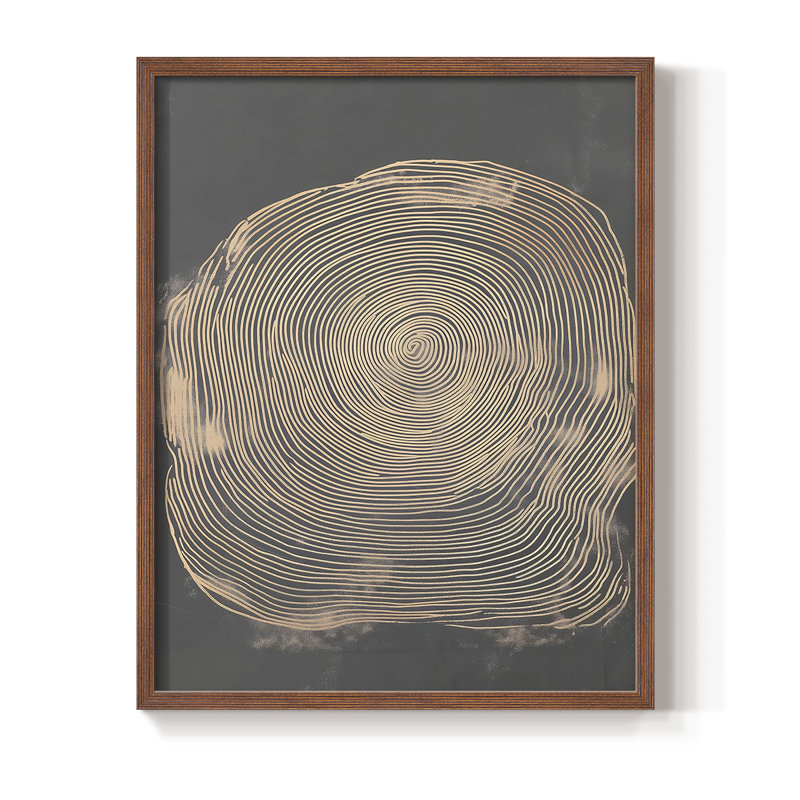 Abstrait, encadré, prêt à accrocher , H 14 po x l 11 po, Brun