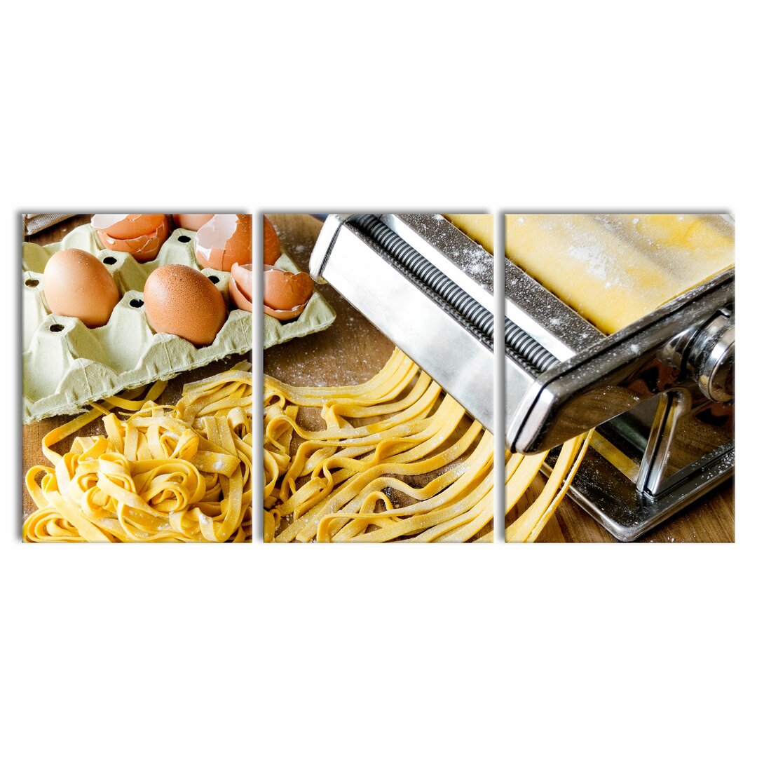 3-tlg. Leinwandbilder-Set Nudelmaschine Pasta Italia