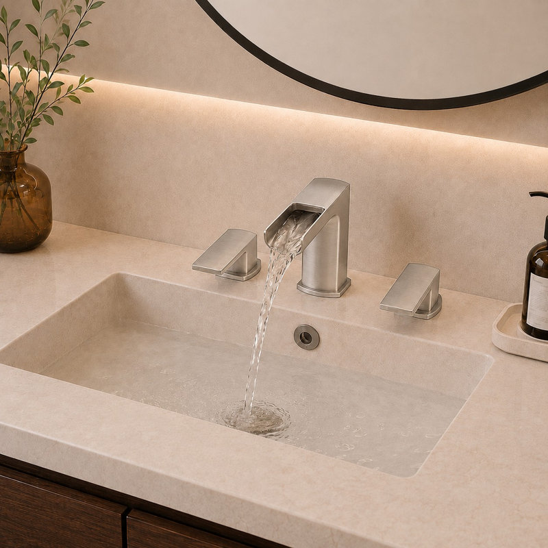 Waterfall 8 In. Widespread Double-Handle Bathroom Faucet