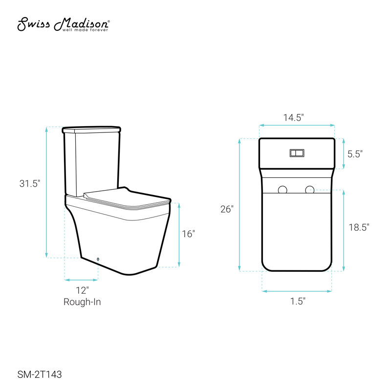 Rivoli Two-Piece Square Toilet Dual-Flush 1.1/1.6 Gpf