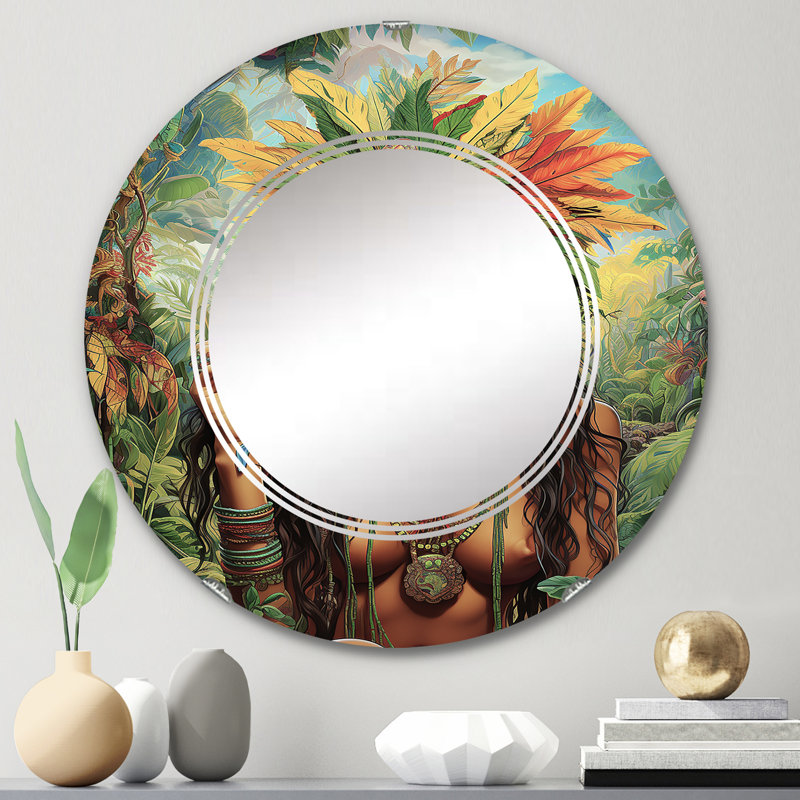 Aronia - Miroir mural moderne rond, 24 po x 24 po