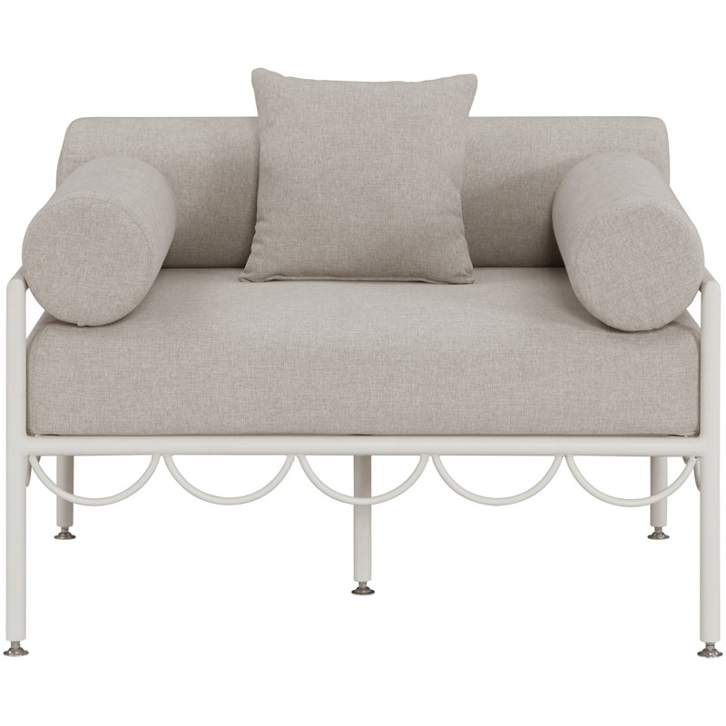 Chaise d'extérieur rembourrée Chmura, Beige, Blanc