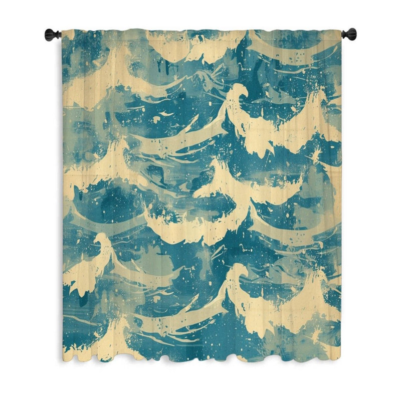 Marine Abstract Sheer Curtain, 53" W x 99" L