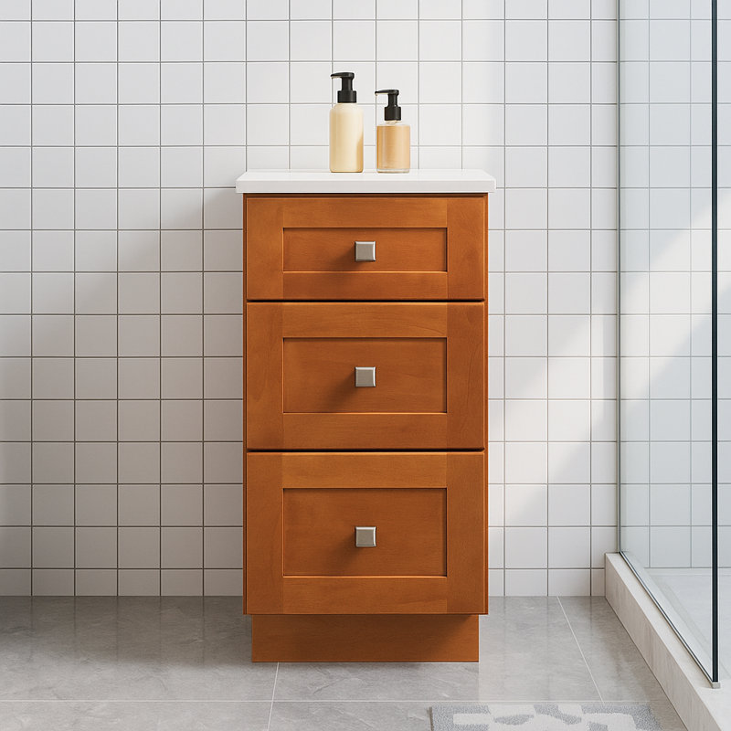 Armoire 12 po à 3 tiroirs avec meuble-lavabo 12 po, Shaker érable