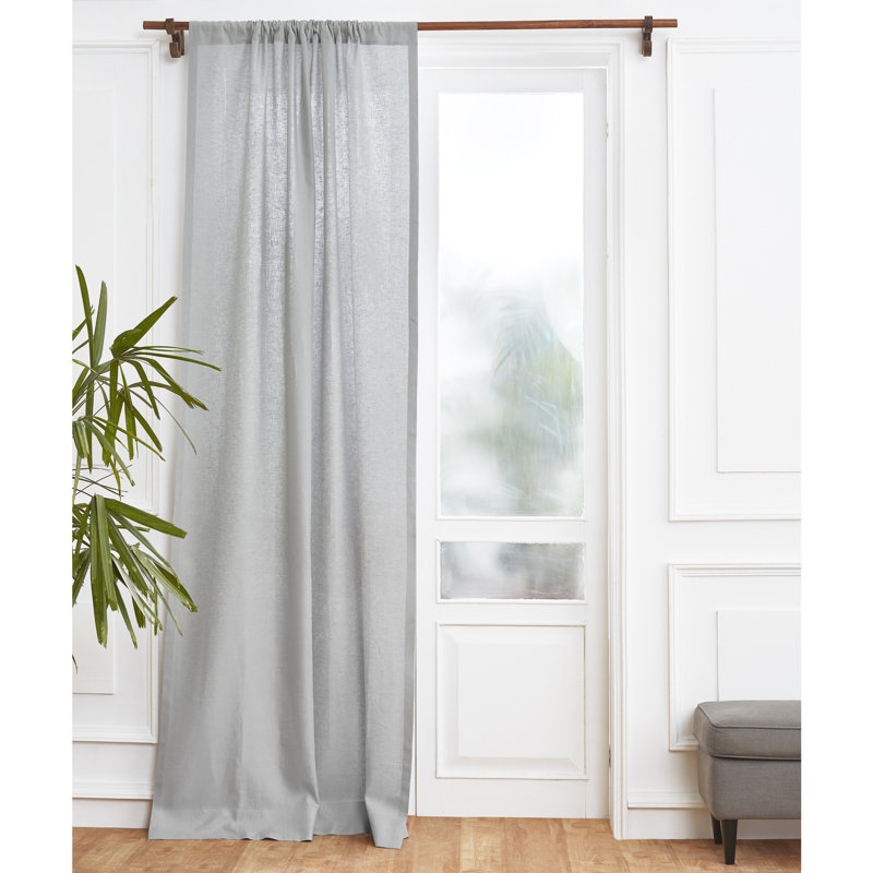 Linen Curtain with Rod Pocket, 52" W x 108" L, Soft Grey