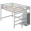 Lit mezzanine double gris avec escalier fonctionnel et rangement - Aménagement de chambre à coucher-1706281008
