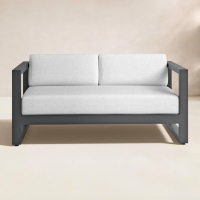 Georgie 64.96'' Wide Powder Coated Aluminum Loveseat with Sunbrella® Cushions
