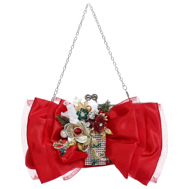Red Bag, Ribbon Shape Ornament - 10 X 5 Inches