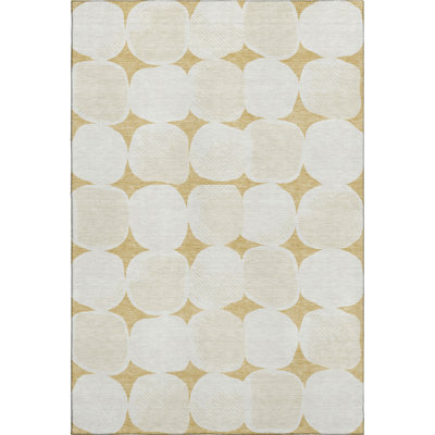 Premium Machine Washable Prisco Gold Rug