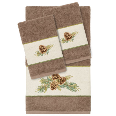 100% Turkish Cotton Pierre 3 Piece Embellished Towel Set