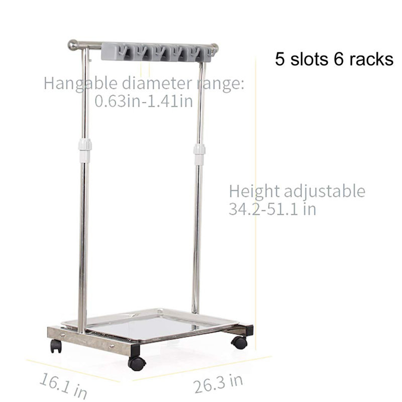 Floor standing cleaning tool rack stainless