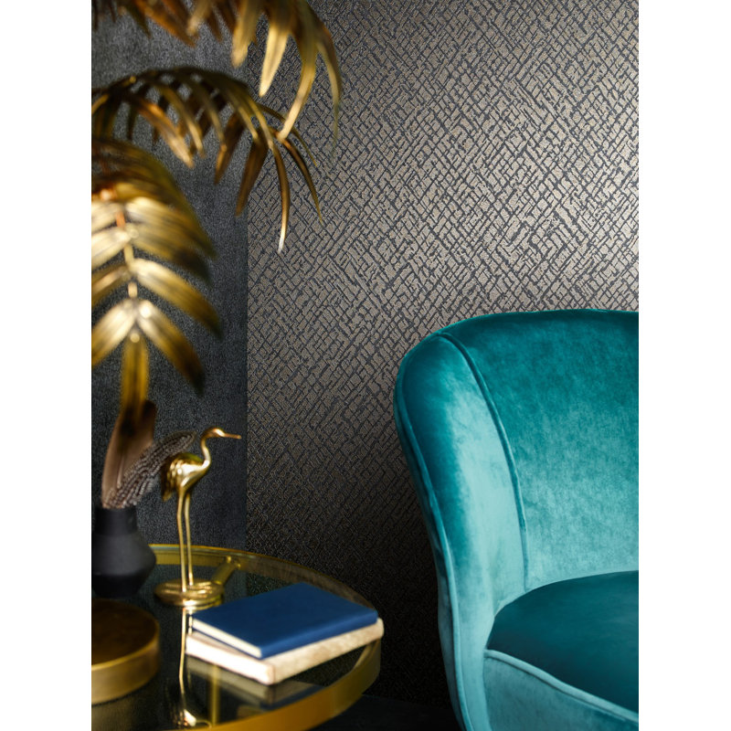 Air Collection Crosshatch Effect Textured Wallpaper Roll, Brown