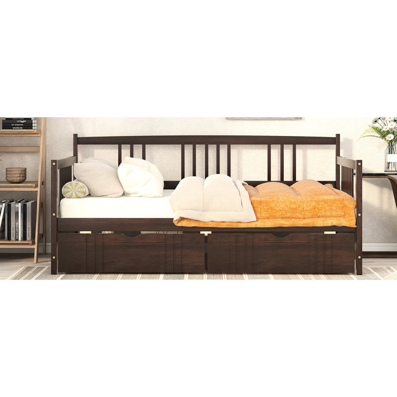 Lit de jour simple avec fabrication en bois stable et tiroirs - Assure des combinaisons de tiroirs de rangement solides pour un espace de chambre à coucher pratique