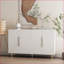 Buffet Buffet, crédence cannelée moderne blanche avec tablettes réglables | Panneau de fibres à densité moyenne | Rangement-473212163