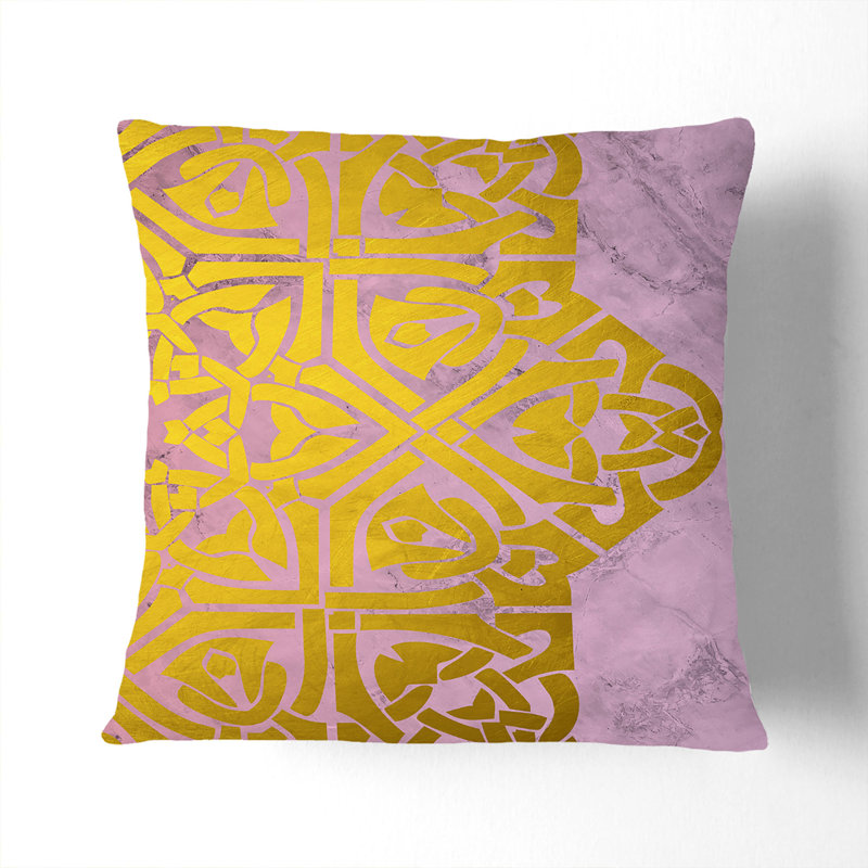 Peach Gold Mandala No.2 Scatter Cushion, Stone, 40cm H x 40cm W x 15cm D