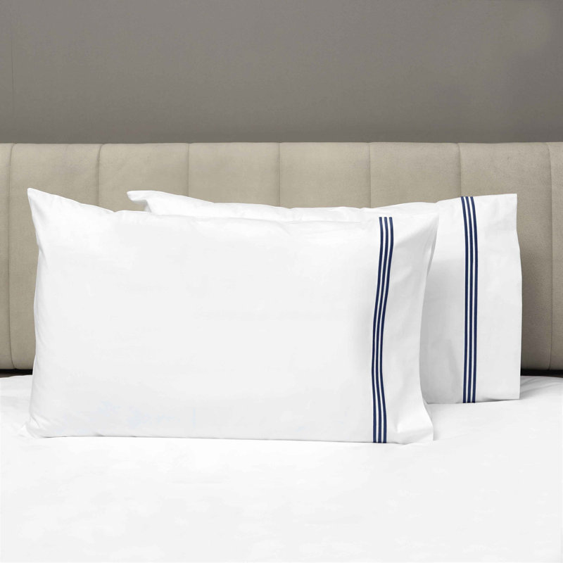 Platinum Pillow Case, White/Dark Blue, King Pillowcase