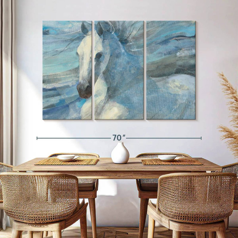 Illustration d'un cheval blanc, H 42 po x l 65 po