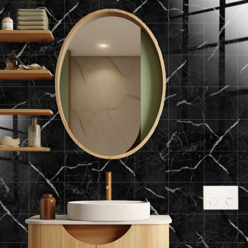 Calcidon Black Ink Marble Stone Tile Sticker 15.24cm W x 15.24cm L