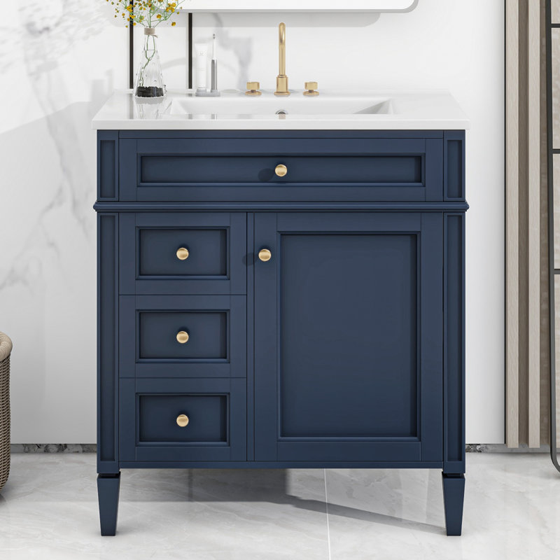 Meuble-lavabo de 30 po avec lavabo supérieur, Marine