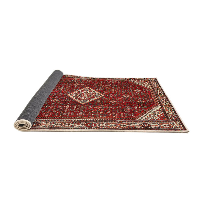 Tapis traditionnel rouge / beige, Rond 4 pi