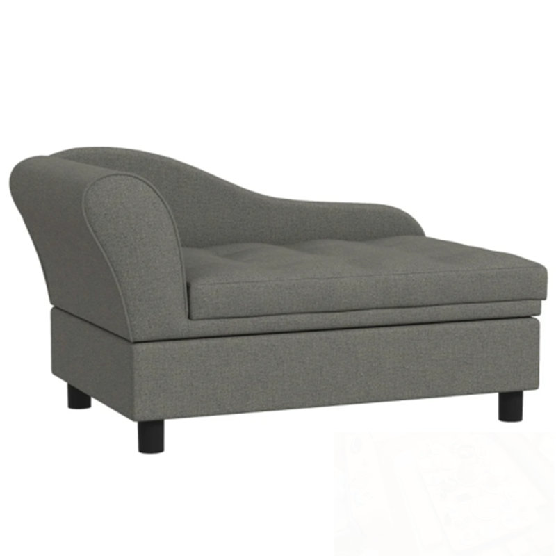 Lit pour chien avec rangement caché et tapis doux, Gris