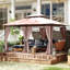 Kattie 4 x 3 m Garden Gazebo with Double Roof, Curtains, Brown