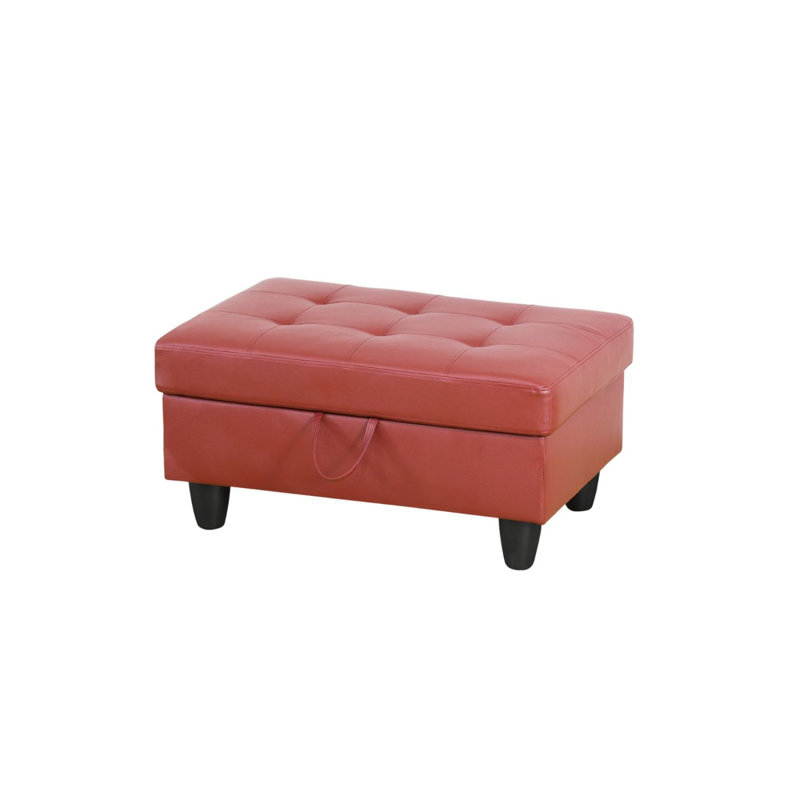 Repose-pied avec rangement en similicuir, Similicuir rouge