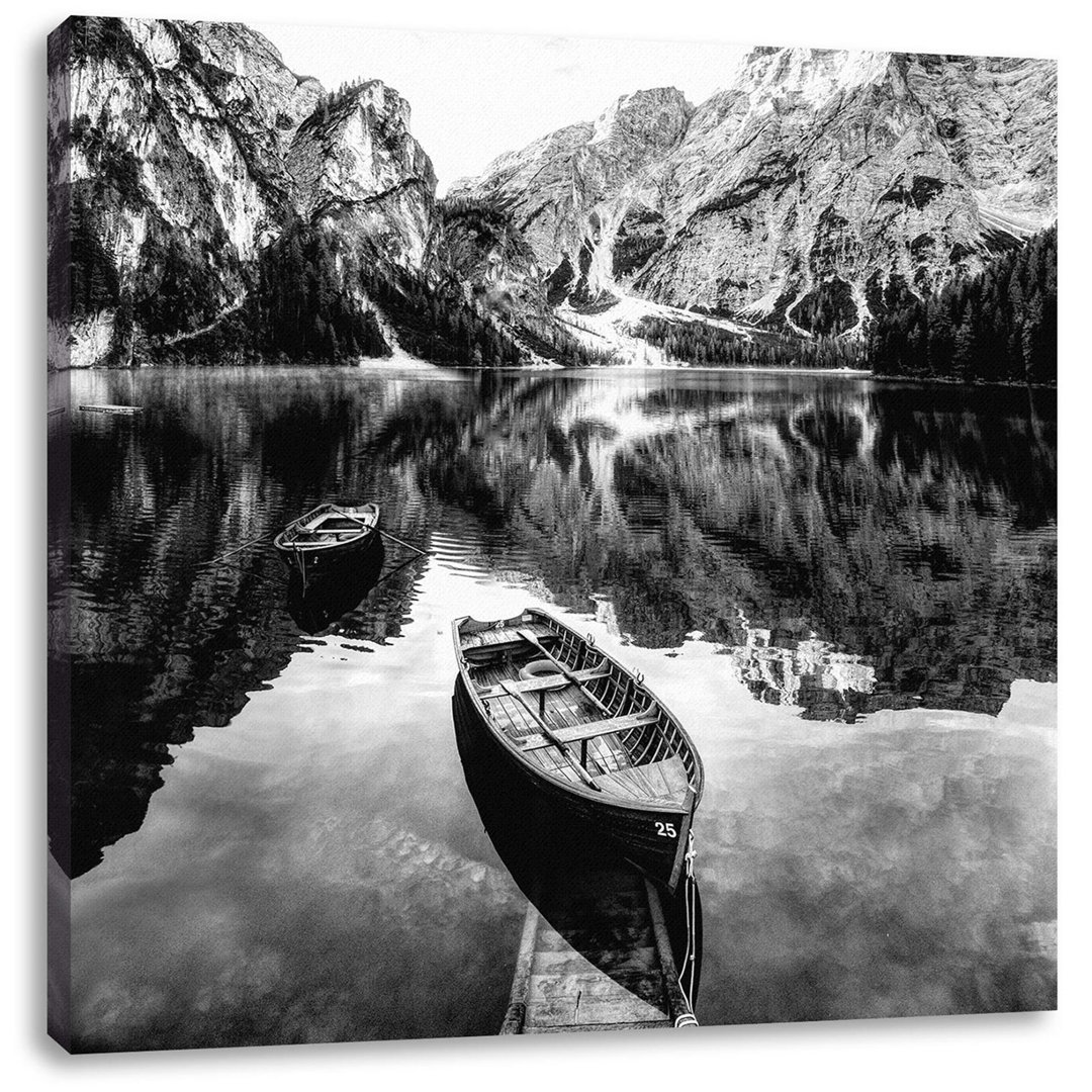 Leinwandbild Bootsteg Am Pragser Wildsee