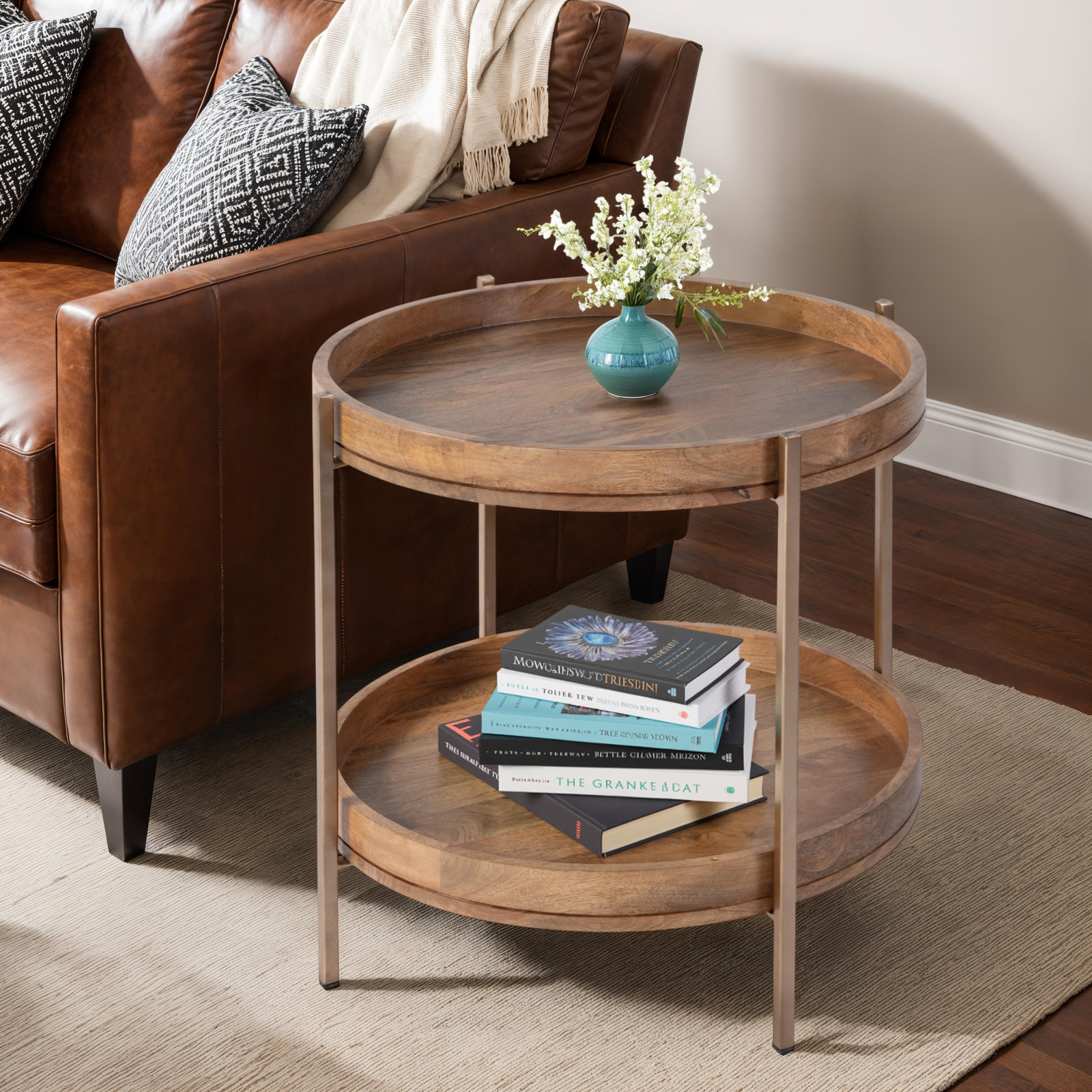 Inira 22" Mango End Table, Natural Brown