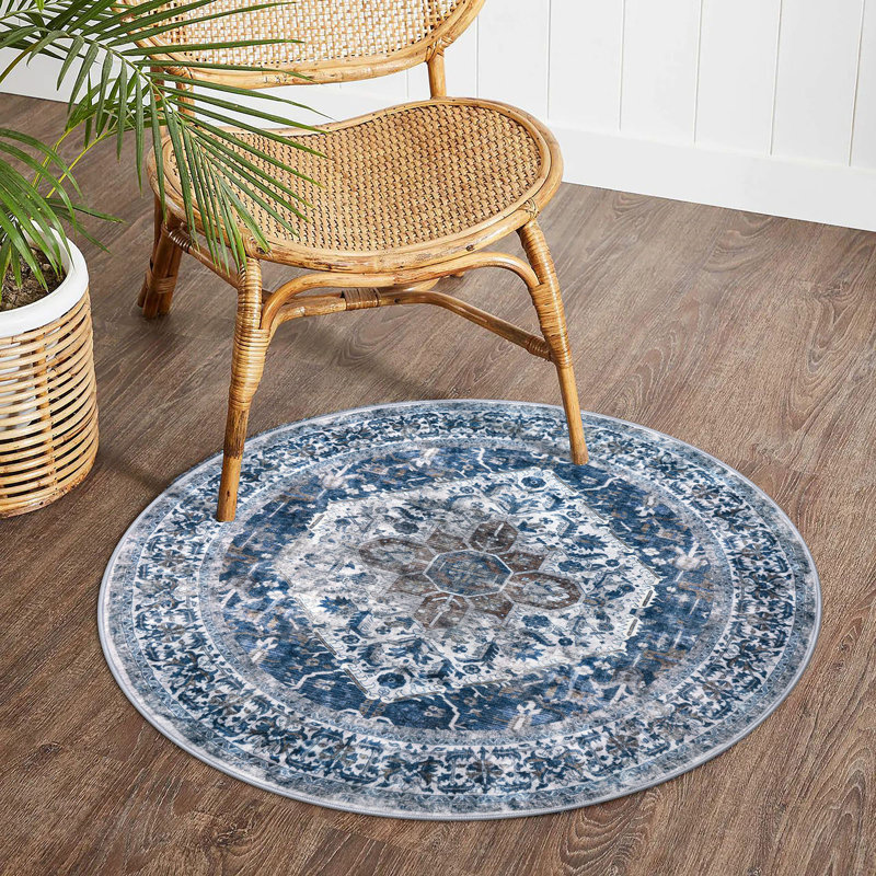 Tapis d'intérieur antidérapant Jodhveer , Rond 3 pi
