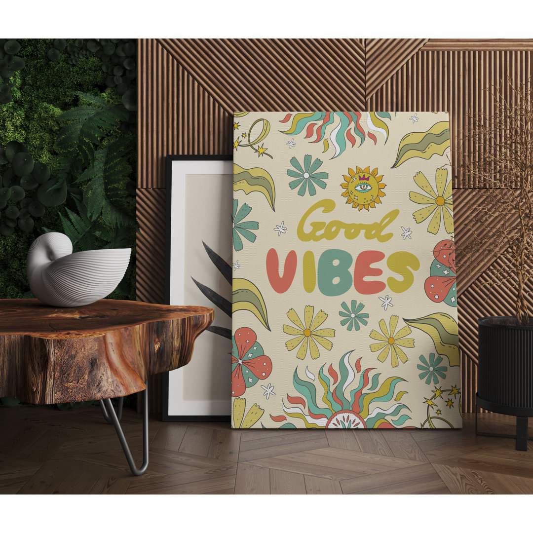 Hippie Art  - Good Vibes Als Leinwandbild | Wandbild | Kunstdruck | Fertig Bespannt