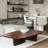  Table basse ovale en bois massif brun noisette-107929425