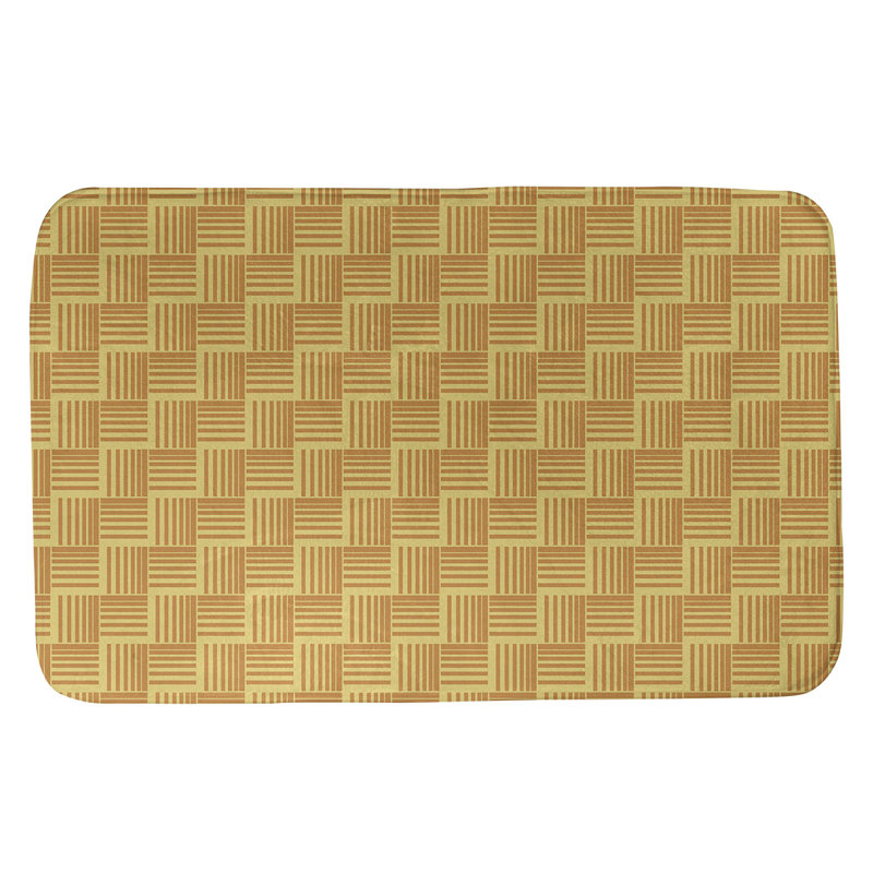 Tapis de bain géométrique antidérapant rectangulaire à rayures baskettressées, l 21 po x L 34 po, Jaune et orange